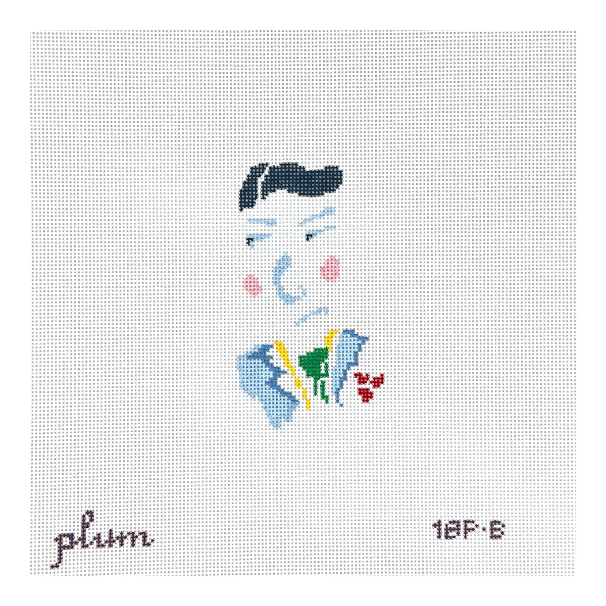 The Plum Stitchery Petite Face Green Tie Needlepoint Canvas