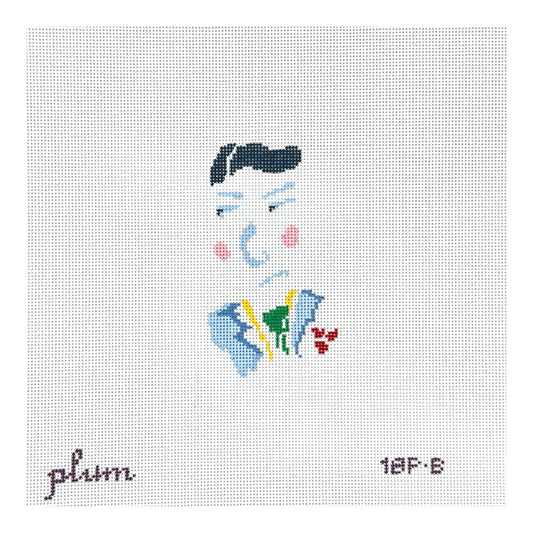 The Plum Stitchery Petite Face Green Tie Needlepoint Canvas