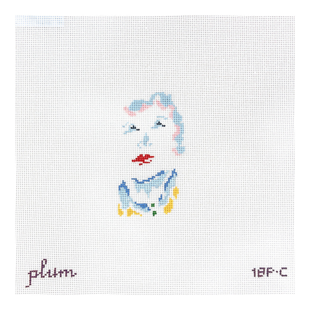 The Plum Stitchery Petite Face Red Lips Needlepoint Canvas