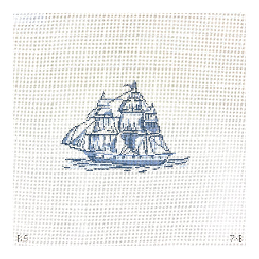 The Plum Stitchery Riley Sheehey The Little Women Collection Ship Ornament Needlepoint Canvas
