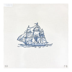 The Plum Stitchery Riley Sheehey The Little Women Collection Ship Ornament Needlepoint Canvas
