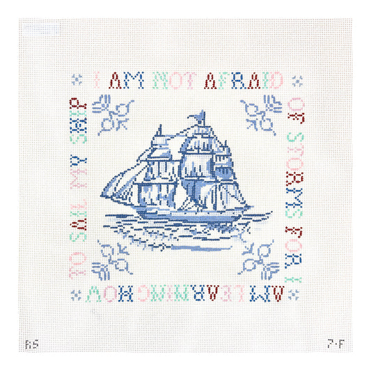 The Plum Stitchery Riley Sheehey The Little Women Collection Ship Pillow Needlepoint Canvas