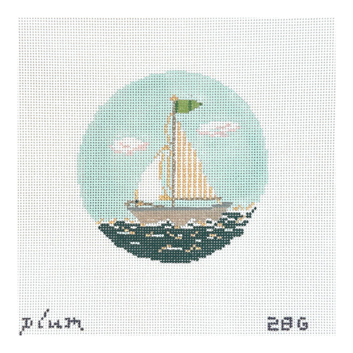 The Plum Stitchery  Sail Boat Needlepoint Canvas