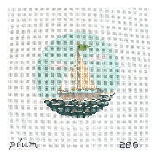 The Plum Stitchery  Sail Boat Needlepoint Canvas