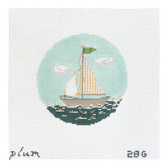 The Plum Stitchery  Sail Boat Needlepoint Canvas