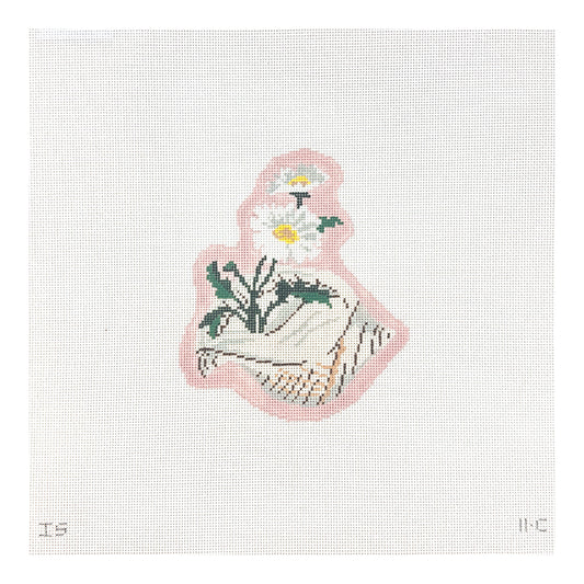 The Plum Stitchery Isla Simpson Shell Series - Daisies Needlepoint Canvas