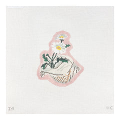 The Plum Stitchery Isla Simpson Shell Series - Daisies Needlepoint Canvas