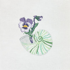 The Plum Stitchery Shell Series - Pansies Needlepoint Canvas - 18M