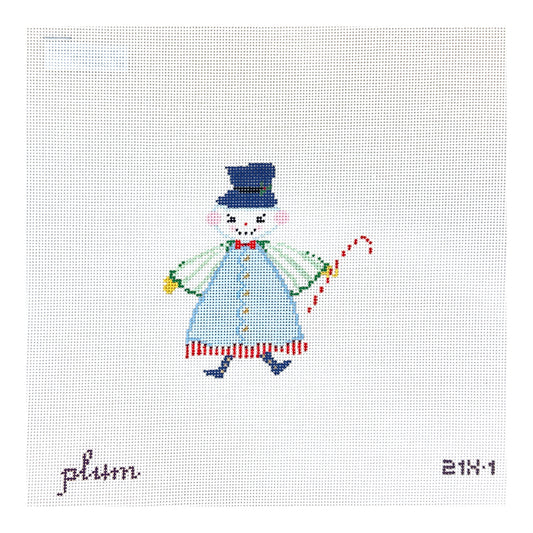 The Plum Stitchery Snow People Needlepoint Canvas - Blue