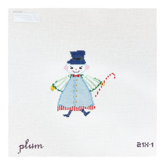 The Plum Stitchery Snow People Needlepoint Canvas - Blue