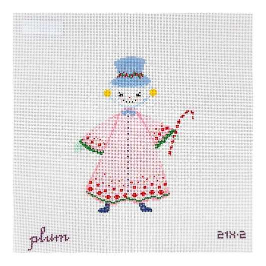 The Plum Stitchery Snow People Needlepoint Canvas - Pink