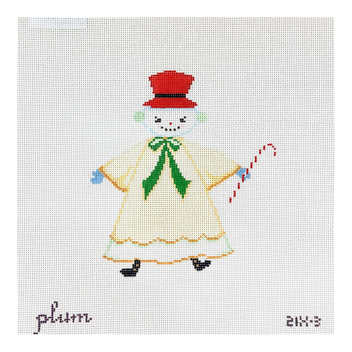 The Plum Stitchery Snow People Needlepoint Canvas - Yellow