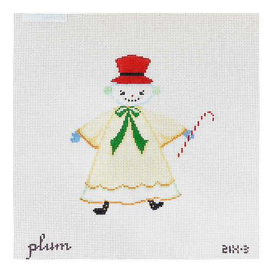 The Plum Stitchery Snow People Needlepoint Canvas - Yellow