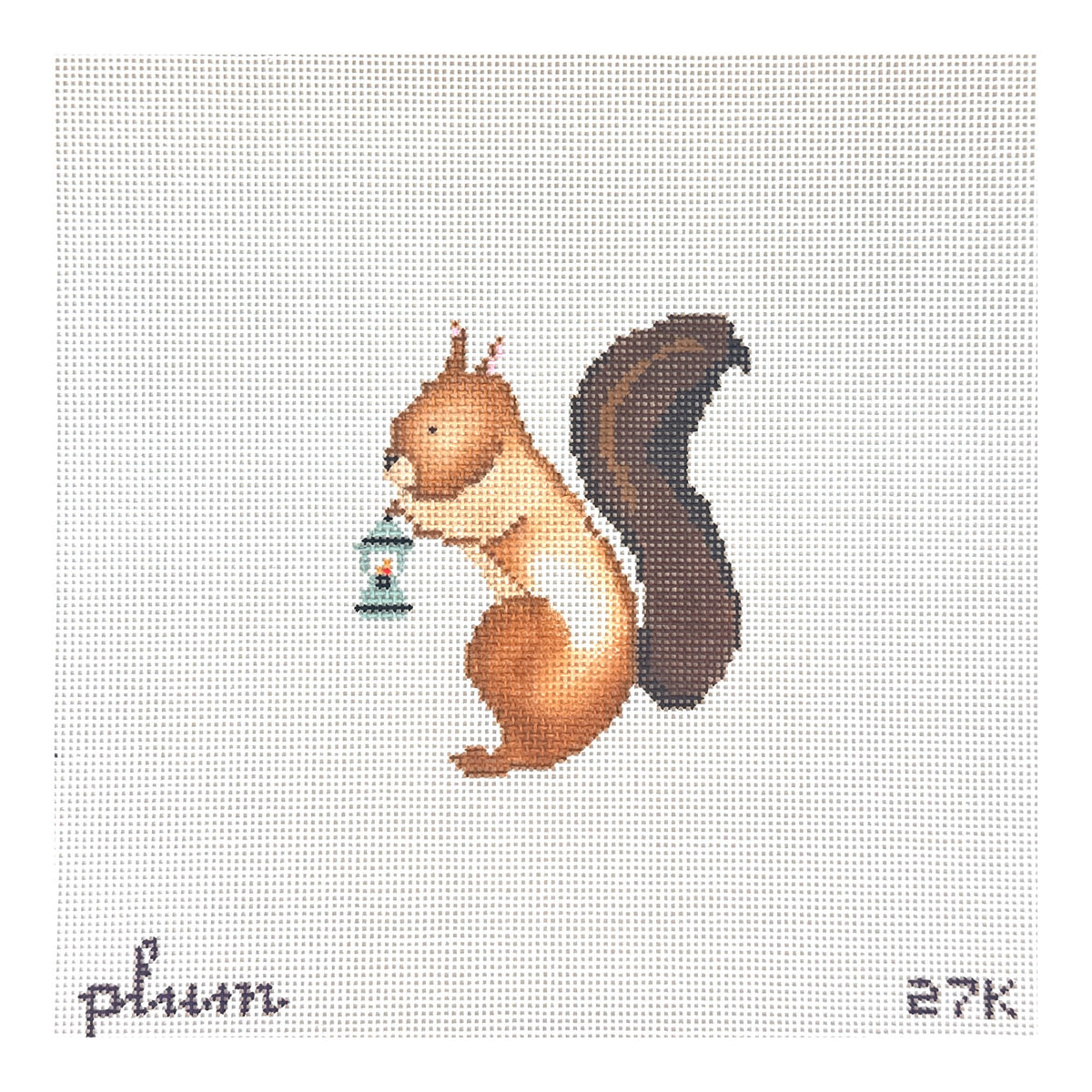 The Plum Stitchery Squirrel Needlepoint Canvas