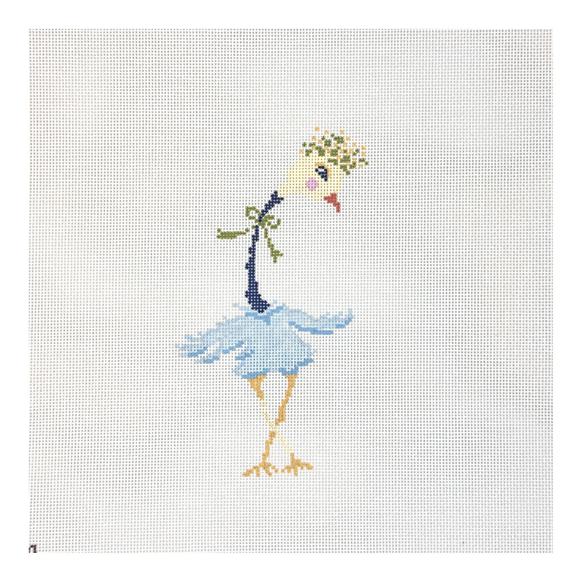 The Plum Stitchery Strange Birds Blue Needlepoint Canvas