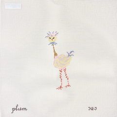 The Plum Stitchery Strange Birds Needlepoint Canvas - Pink