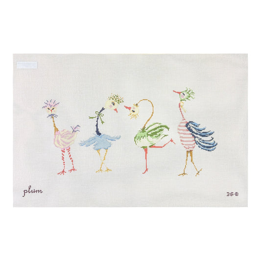 The Plum Stitchery Strange Birds Needlepoint Canvas