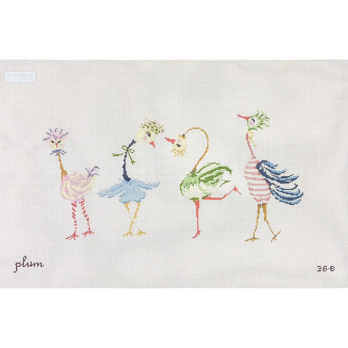 The Plum Stitchery Strange Birds Needlepoint Canvas