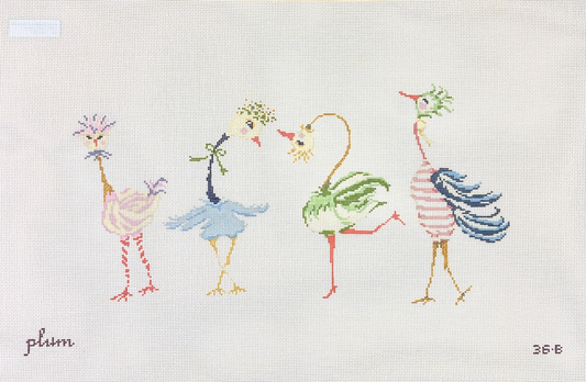 The Plum Stitchery Strange Birds Needlepoint Canvas