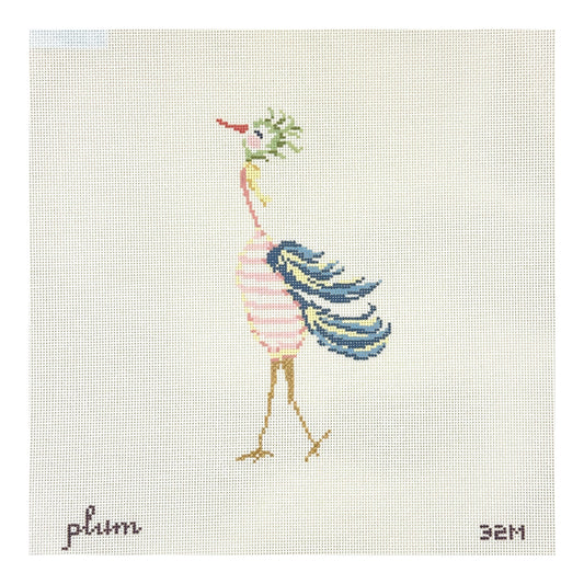 The Plum Stitchery Strange Birds Striped Needlepoint Canvas