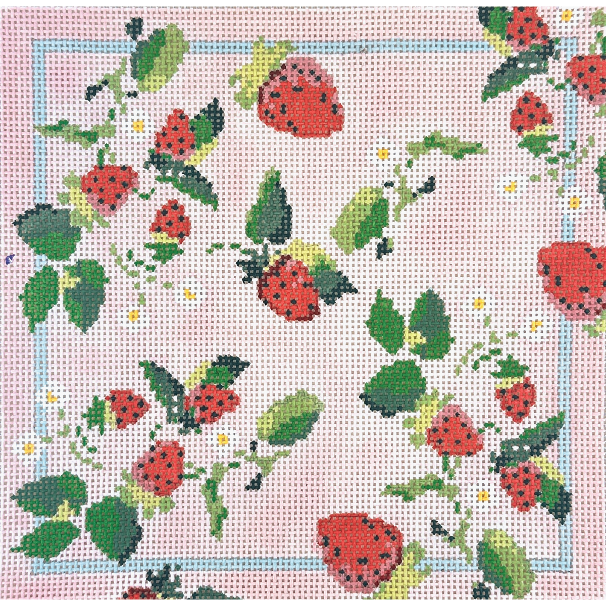 The Plum Stitchery Strawberry Series Pillow Needlepoint Canvas