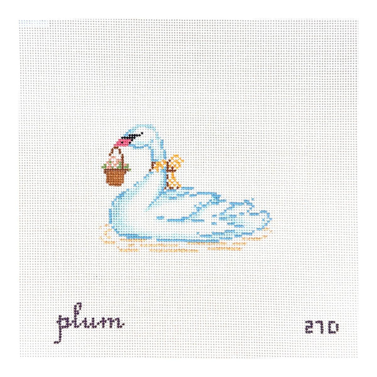 The Plum Stitchery Whimsical Menagerie Swan Needlepoint Canvas