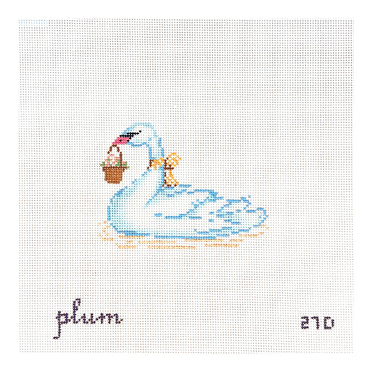 The Plum Stitchery Whimsical Menagerie Swan Needlepoint Canvas