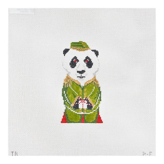 The Plum Stitchery Tara Gill Animal Collection - Arthur The Panda Needlepoint Canvas