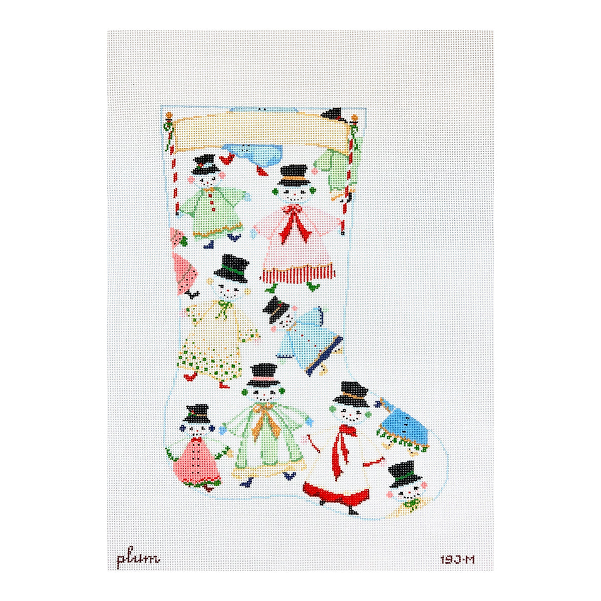 The Plum Stitchery The Snow People Stocking Midi Needlepoint Canvas