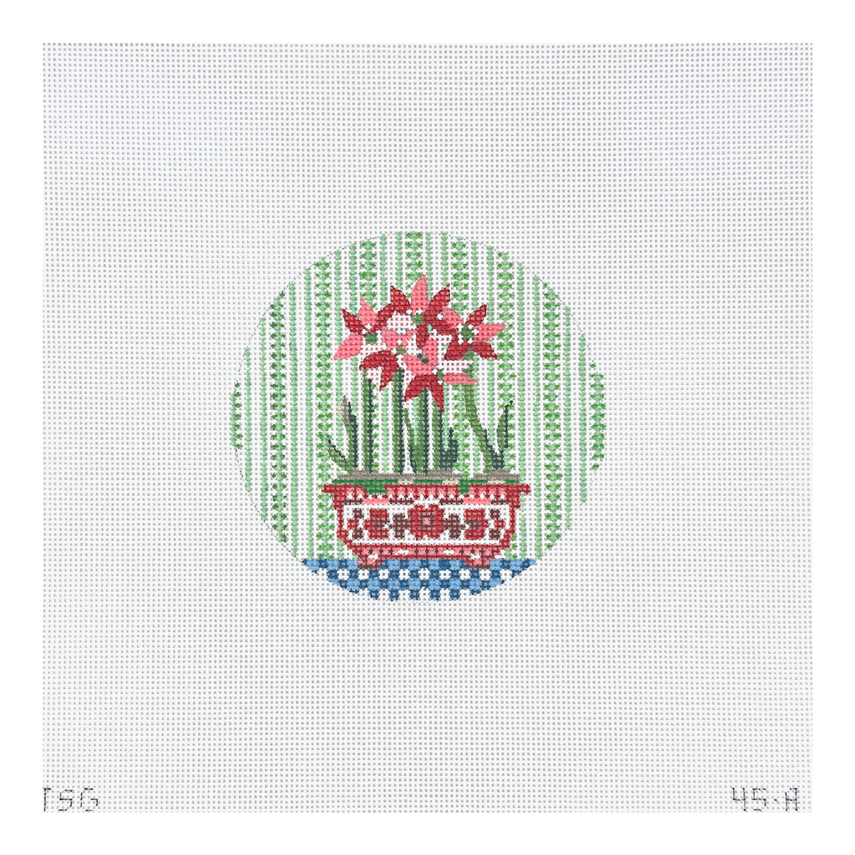 The Plum Stitchery The Stitched Garden Amaryllis Needlepoint Canvas