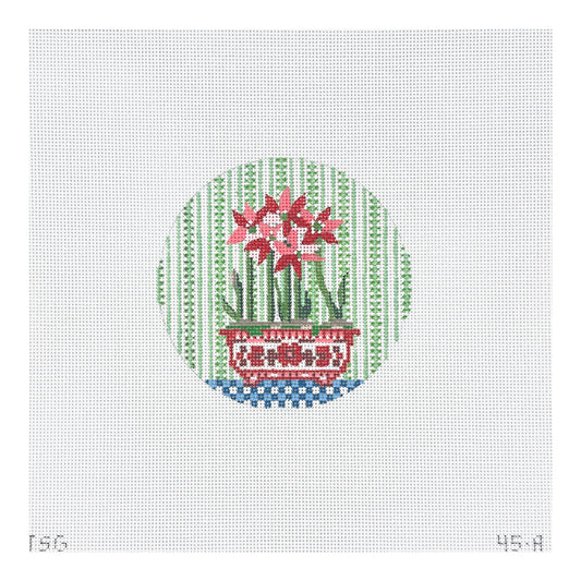 The Plum Stitchery The Stitched Garden Amaryllis Needlepoint Canvas