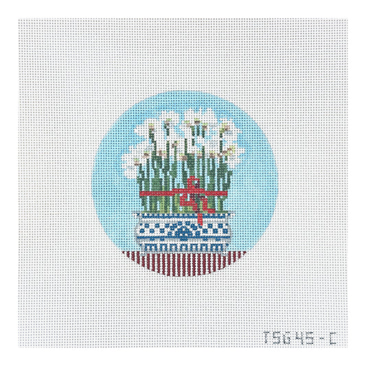 The Plum Stitchery The Stitched Garden Paper Whites Needlepoint Canvas