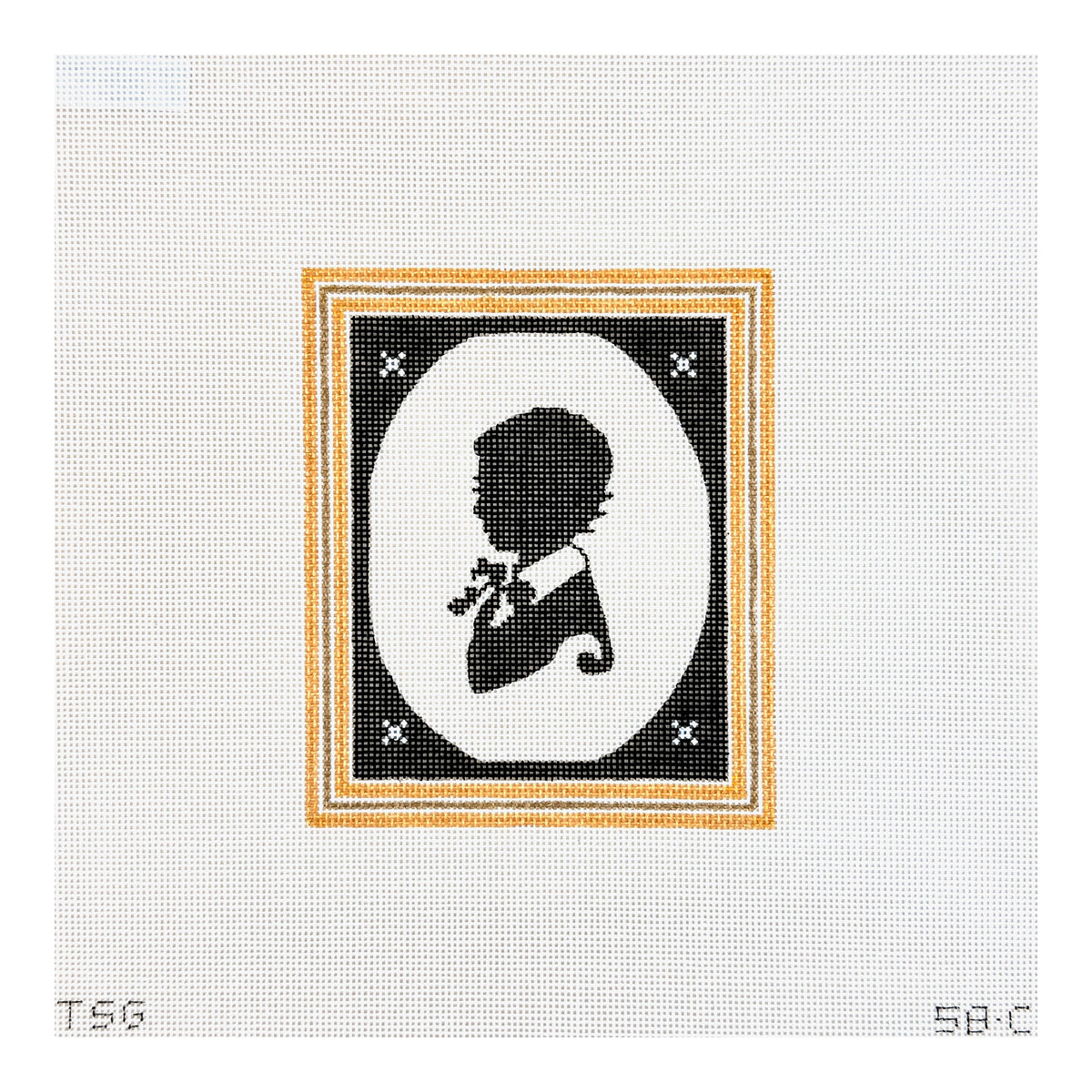 The Plum Stitchery The Stitched Garden Silhouette Series - John Jr. Needlepoint Canvas