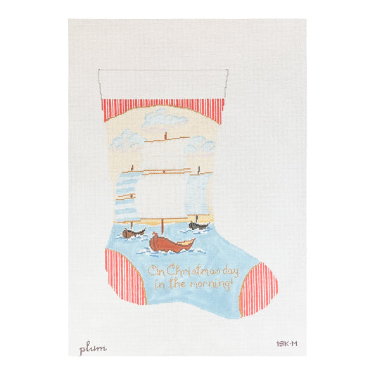 The Plum Stitchery Three Ships Stocking Midi Needlepoint Canvas