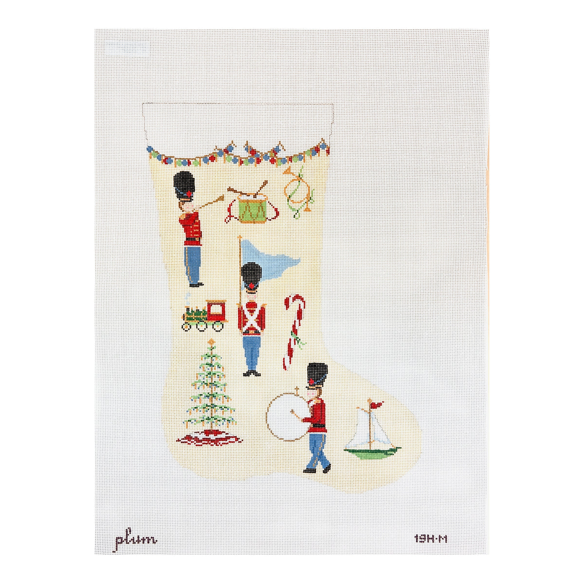 The Plum Stitchery Toy Soldiers Midi Stocking Needlepoint Canvas