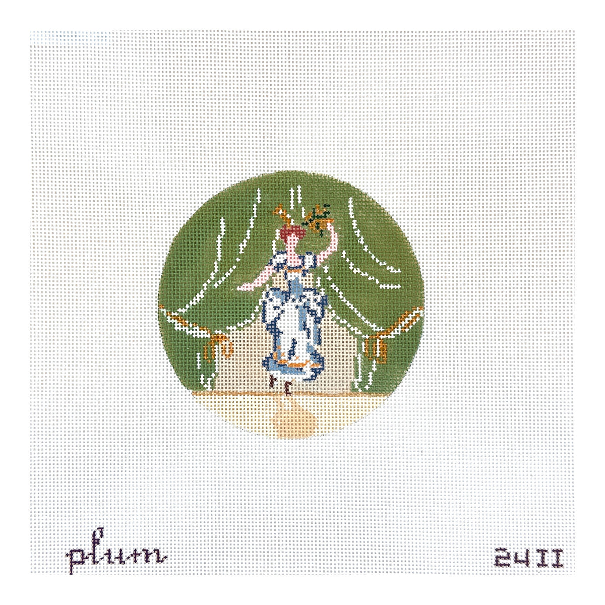 The Plum Stitchery Twelvetide in Color - Nine Ladies Dancing Needlepoint Canvas