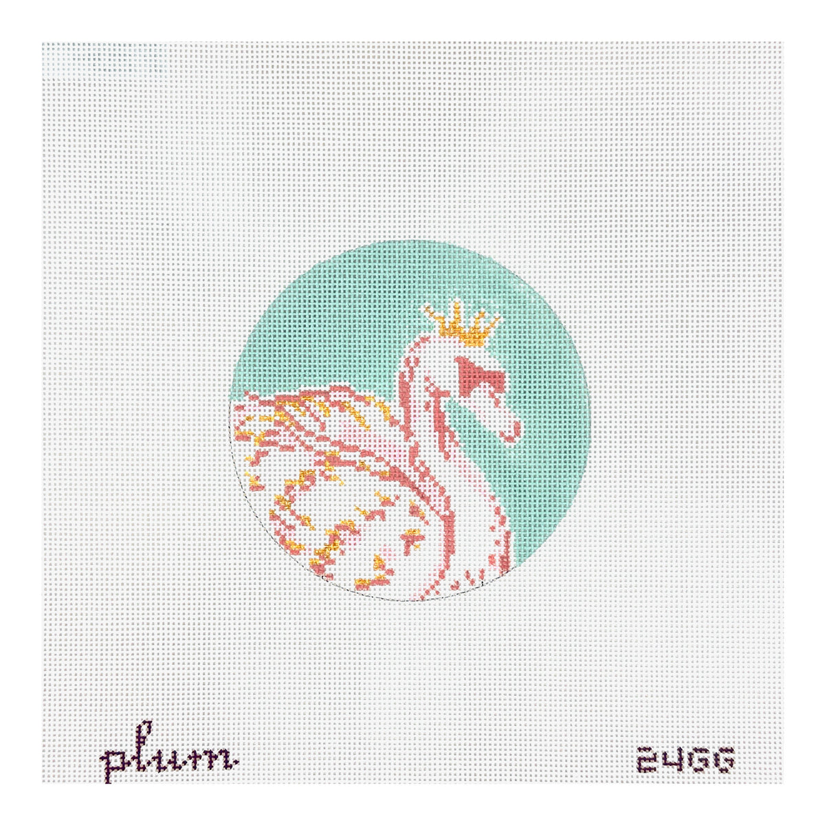 The Plum Stitchery Twelvetide in Color - Seven Swans A-swimming Needlepoint Canvas