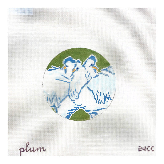 The Plum Stitchery Twelvetide in Color - Three French Hens Needlepoint Canvas