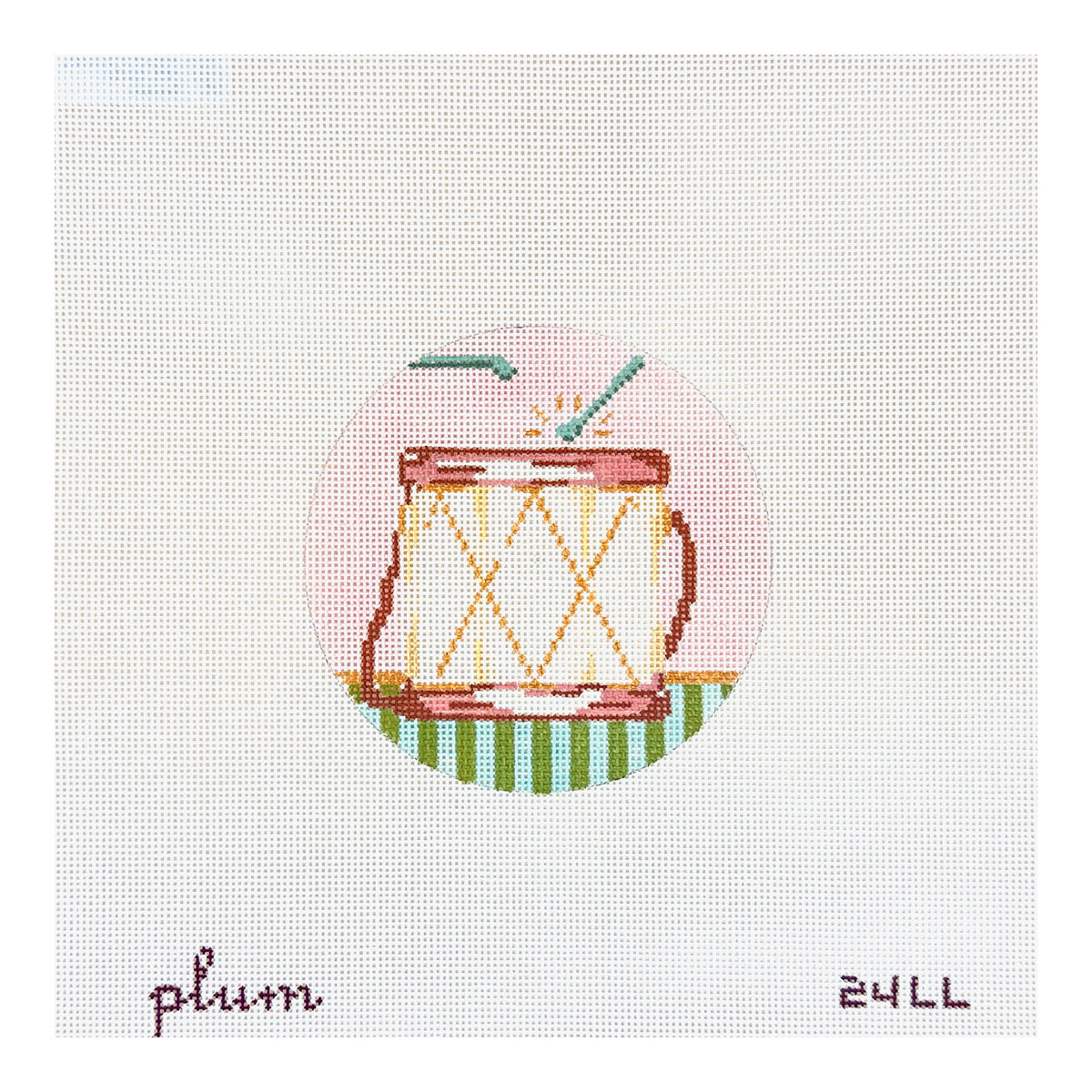 The Plum Stitchery Twelvetide in Color - Twelve Drummers Drumming Needlepoint Canvas