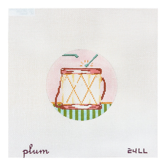 The Plum Stitchery Twelvetide in Color - Twelve Drummers Drumming Needlepoint Canvas