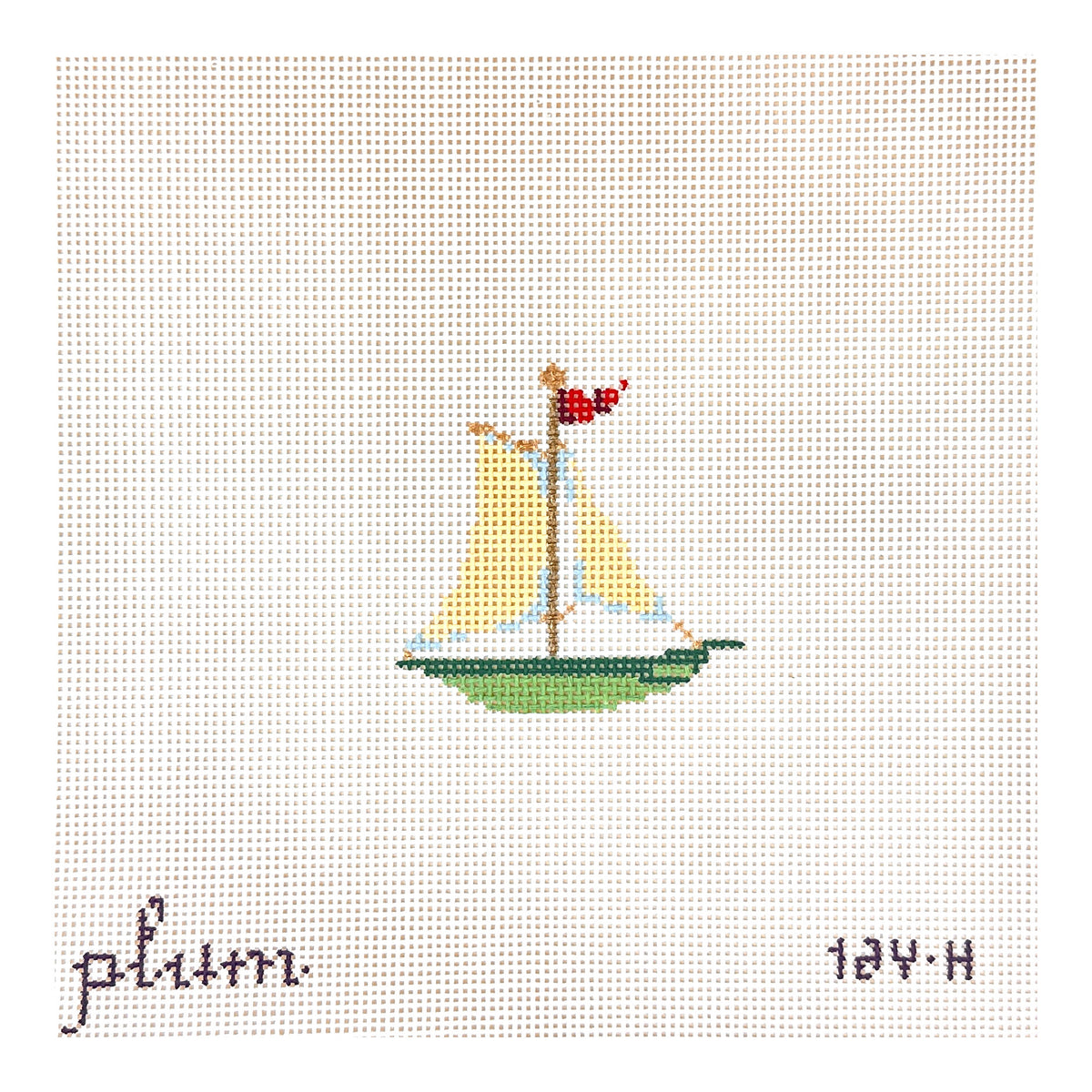 The Plum Stitchery Victorian Christmas - Sailboat Needlepoint Canvas