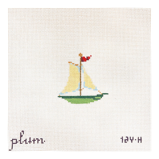 The Plum Stitchery Victorian Christmas - Sailboat Needlepoint Canvas