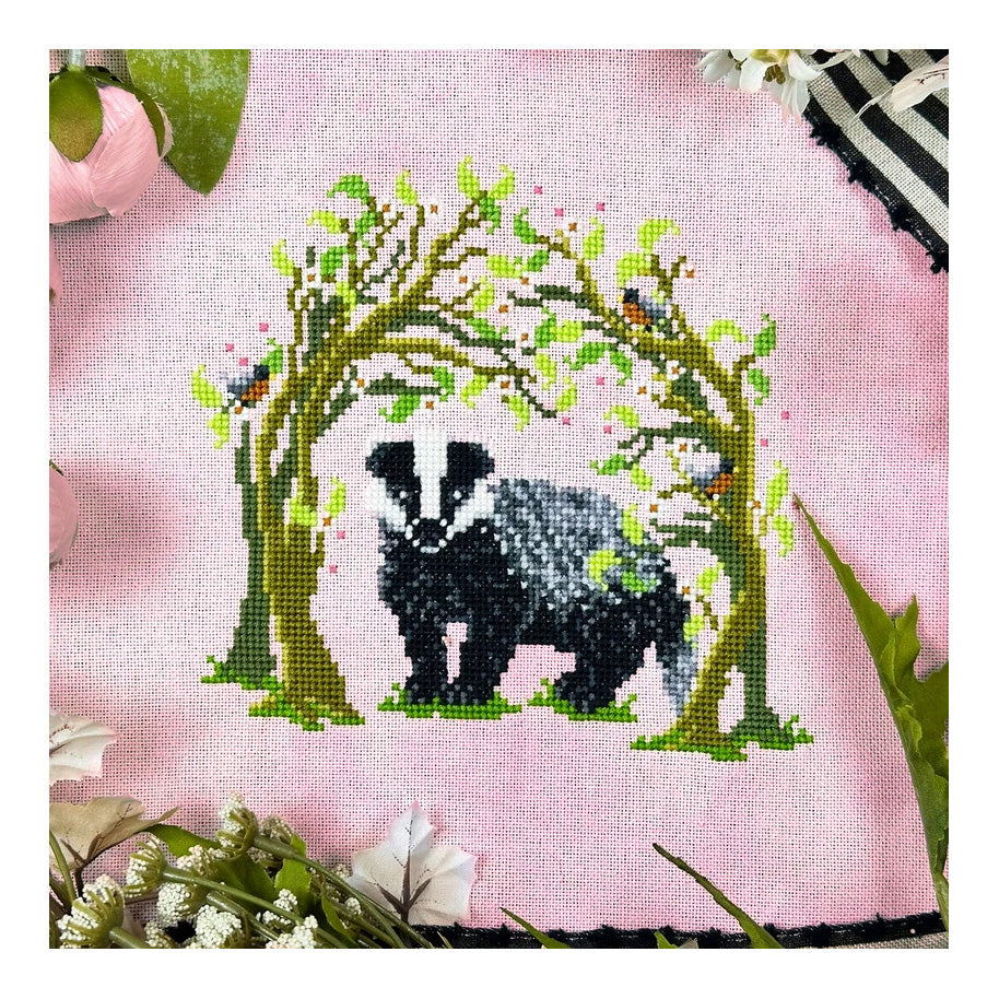 The Stitch Crypt Badger in the Burrow Cross Stitch Pattern