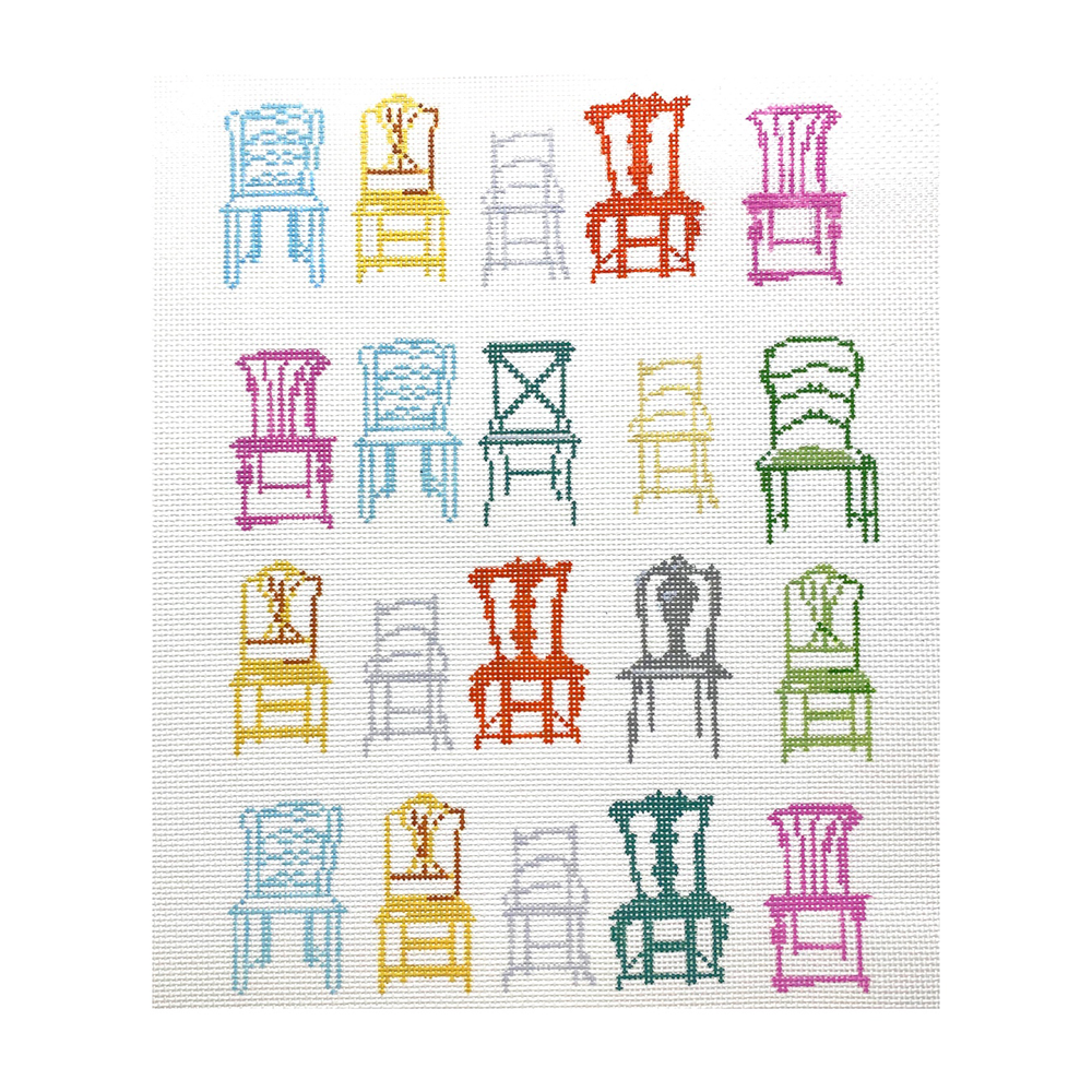 The Plum Stitchery Twenty Chairs Needlepoint Canvas