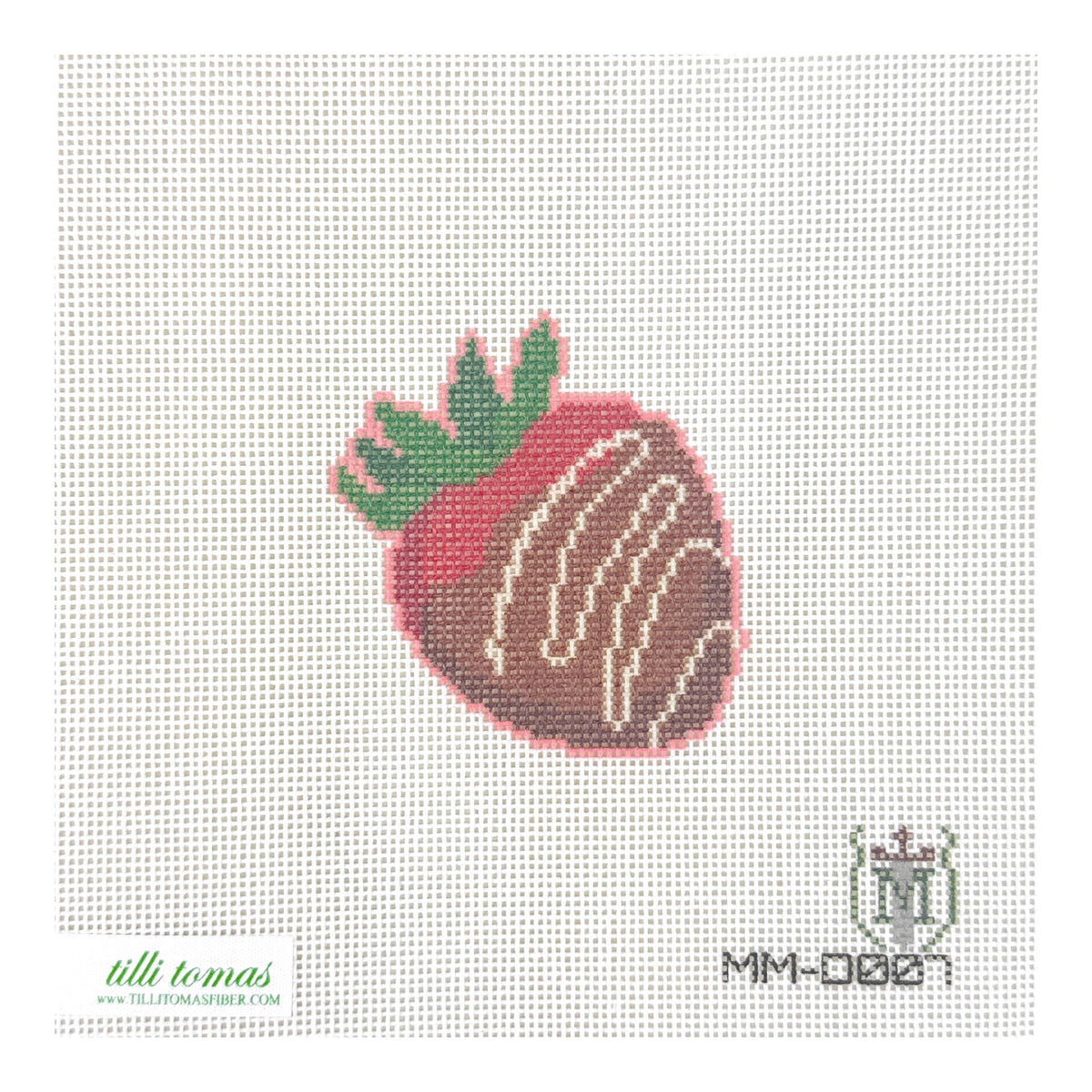 Tilli Tomas Misty Morrow Chocolate Strawberry Needlepoint Canvas