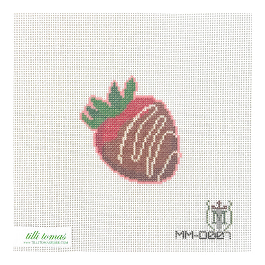 Tilli Tomas Misty Morrow Chocolate Strawberry Needlepoint Canvas
