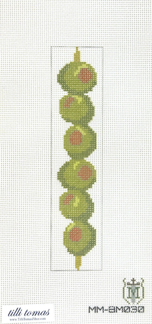 Tilli Tomas Misty Morrow Cocktail Olives Bookmark or Key Fob Needlepoint Canvas
