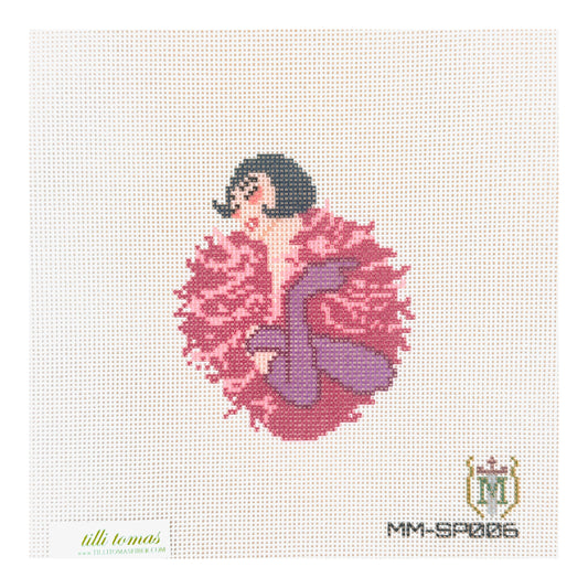 Tilli Tomas Misty Morrow Feather Flapper Needlepoint Canvas
