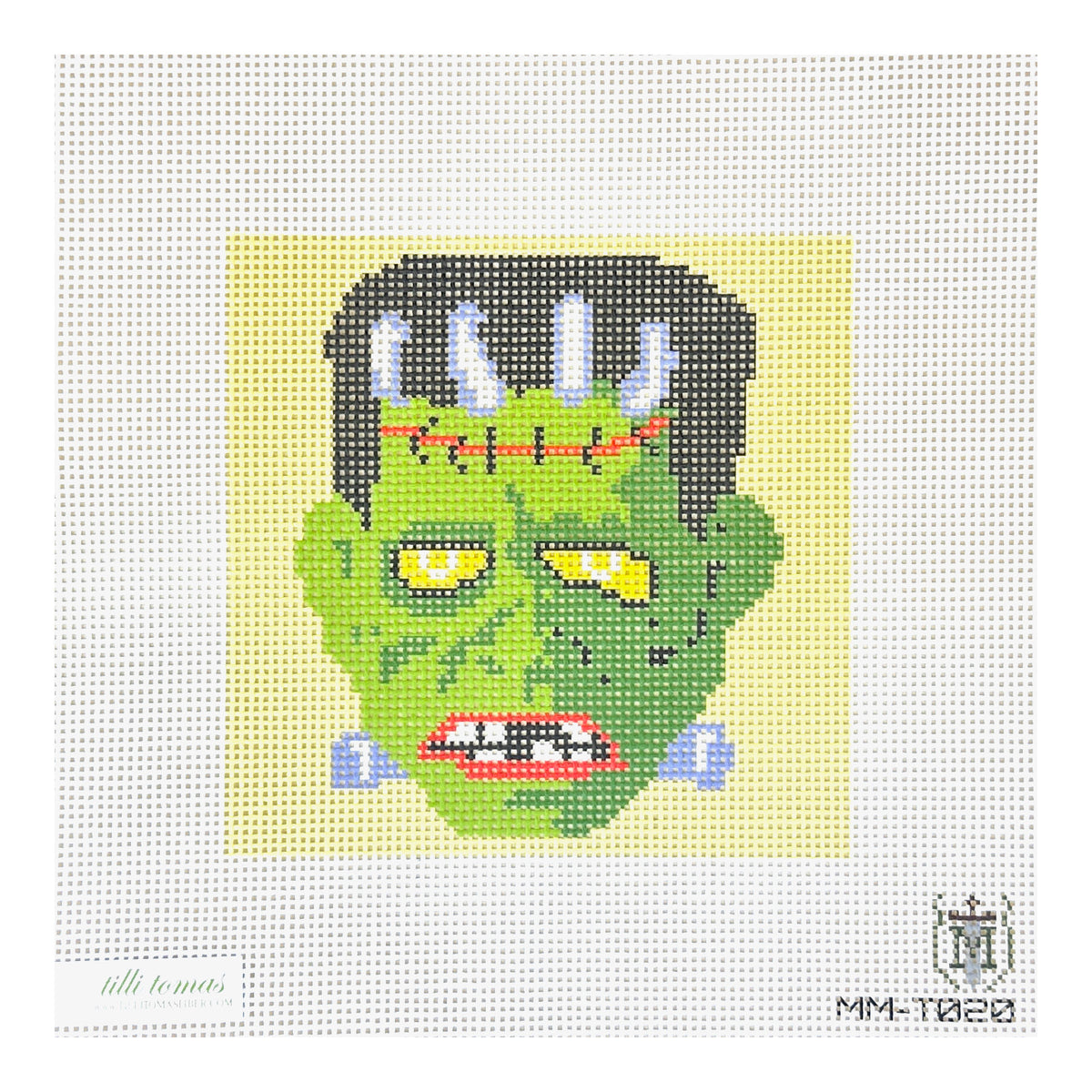 Tilli Tomas Misty Morrow Frankenstein Head Needlepoint Canvas