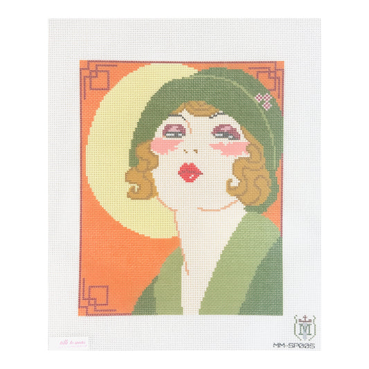 Tilli Tomas Misty Morrow Green Flapper Needlepoint Canvas